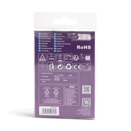 Aigostar - LED зовнішній різдвяний гірлянд 100xLED/8 функцій/3xAA10,3м IP44 мультиколор