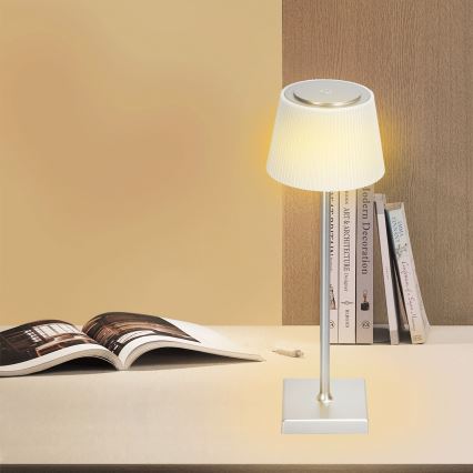 Aigostar - LED Вулична акумуляторна настiльна лампа з регулюванням яскравостi LED/4W/5V 3600mAh білий/матовий хром IP54