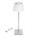 Aigostar - LED Вулична акумуляторна настiльна лампа з регулюванням яскравостi LED/4W/5V 3600mAh білий/матовий хром IP54