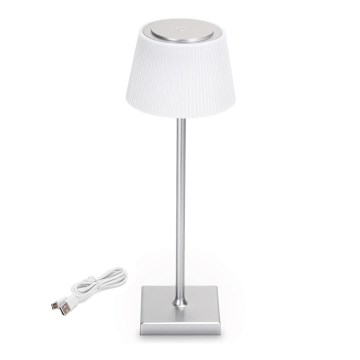 Aigostar - LED Вулична акумуляторна настiльна лампа з регулюванням яскравостi LED/4W/5V 3600mAh білий/матовий хром IP54