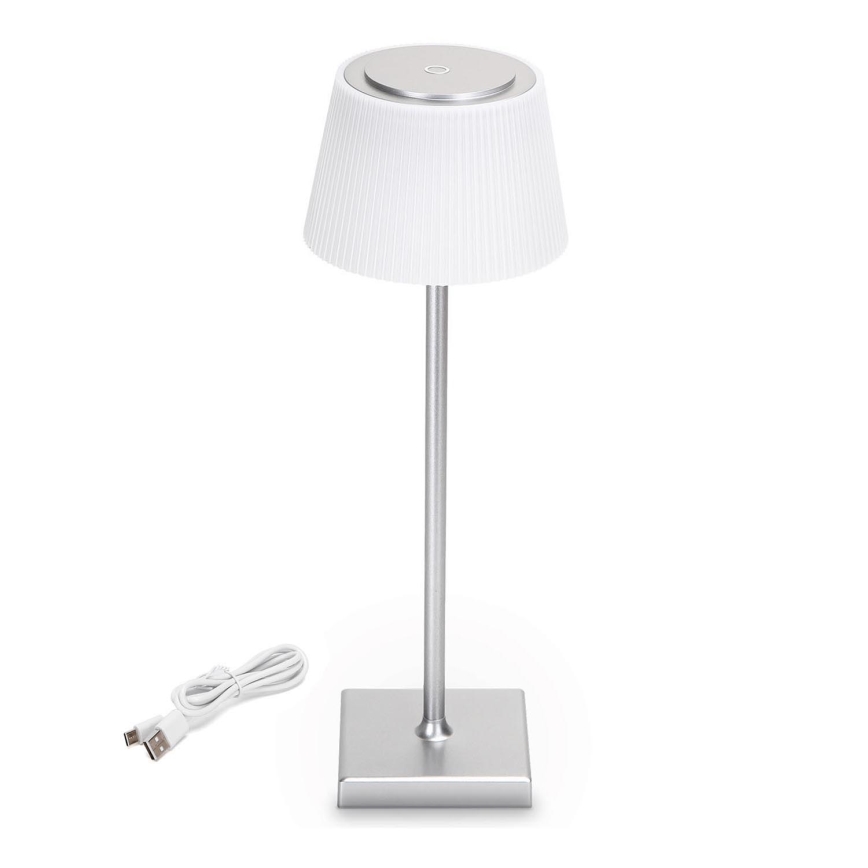 Aigostar - LED Вулична акумуляторна настiльна лампа з регулюванням яскравостi LED/4W/5V 3600mAh білий/матовий хром IP54