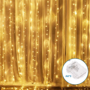 Aigostar - LED Вуличний різдвяний гірлянд 200xLED/8 функцій 3xAA 5x2м IP44 тепле біле світло