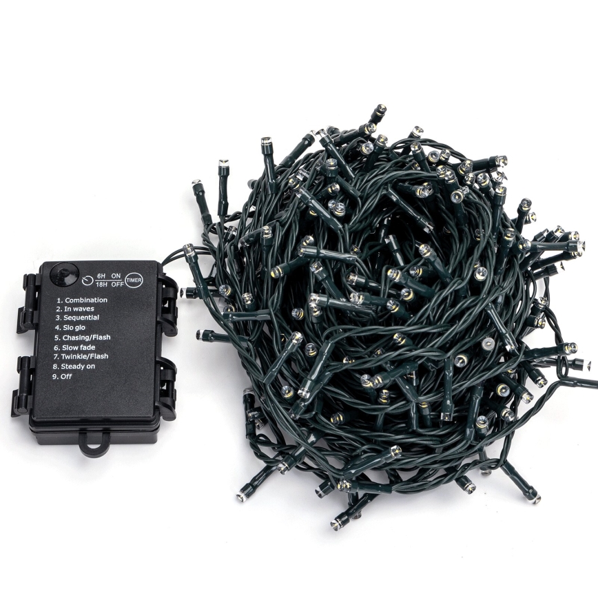 Aigostar-LED Зовнішній різдвяний гірлянд 300xLED/8 функцій 3xAA 15,3м IP44 тепле біле світло