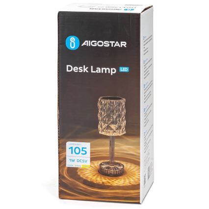 Aigostar - LED Настільна акумуляторна лампа з регулюванням яскравості LED/1W/5V 2700/4000/6500K 1800mAh 26 см