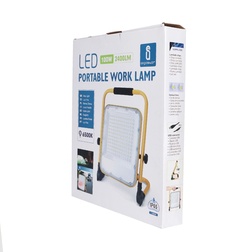 Aigostar - LED з регулюванням яскравості акумуляторна прожектор LED/100W/5V 6500K IP65 1500mAh
