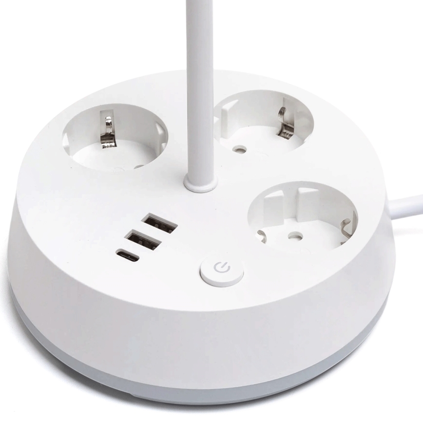 Aigostar - регульована LED настільна лампа з розетками та USB-портом LED/4,6W/230V 3000/4000/6500K біла