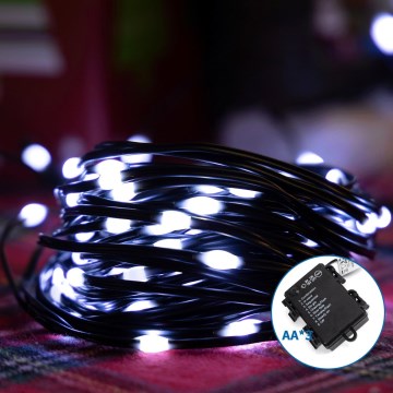 Aigostar - LED зовнішній різдвяний гірлянд 150 LED/8 функцій/3xAA 15,3 м IP44 холодний білий