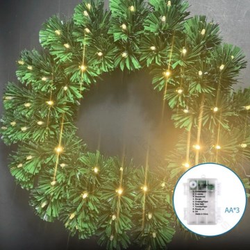 Aigostar - LED зовнішній різдвяний вінок 72xLED/3xAA діам. 50 см IP44 тепле біле світло