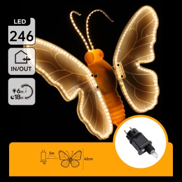 Aigostar - LED зовнішня декорація 246xLED/9W/230V 42 см IP44 метелик/багатоколірна