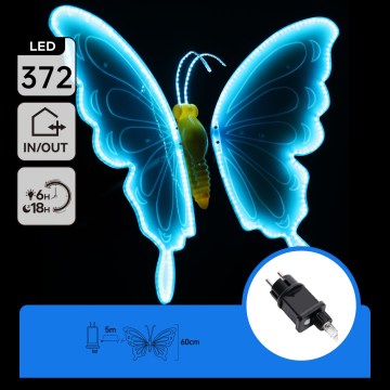 Aigostar - LED зовнішня декорація 372xLED 60 cm IP44 метелик/синій