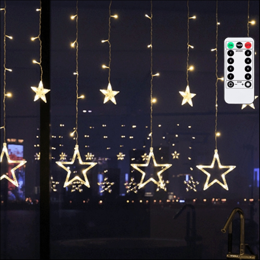 Aigostar - зовнішня LED-ґірлянда 120xLED/8 функцій 3x0,6 m IP44 теплий білий + пульт дистанційного керування