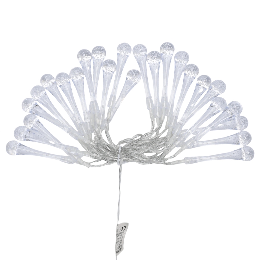 Aigostar - LED зовнішня різдвяна гірлянда 25xLED/8 функцій 3xAA 2,5 m IP44 тепле біле краплі