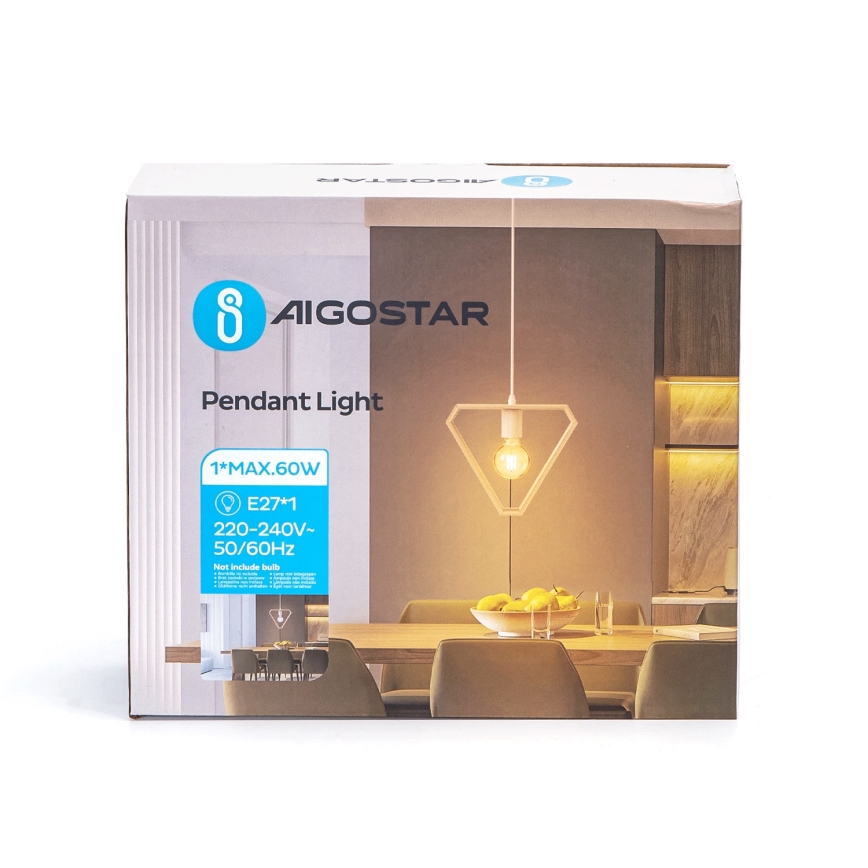 Aigostar - Lustr suspendat 1xE27/60W/230V bej