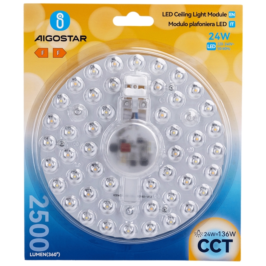 Aigostar - магнітний LED-модуль 24 Вт/230 В, 3000/4000/6500 К