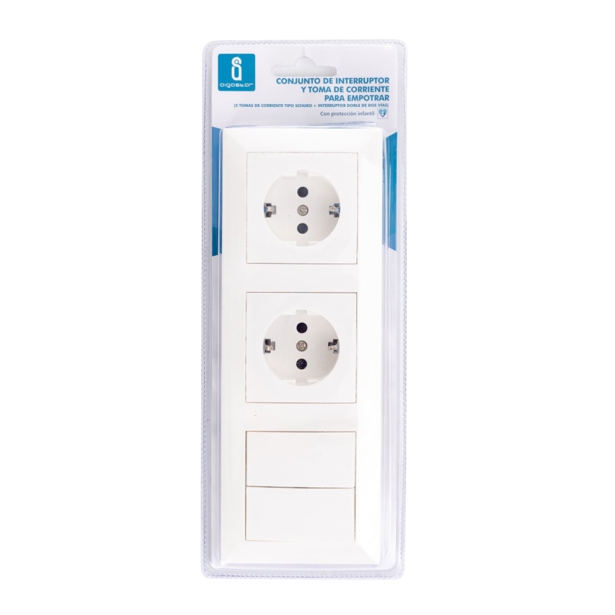 Aigostar - НАБІР 2 шт. Розетка з вимикачем 2x16A/250V SCHUKO