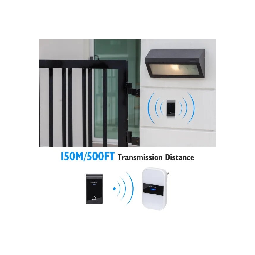 Aigostar - НАБІР 2x Бездротовий дверний дзвінок в розетку 230V/12V IP44 білий/чорний