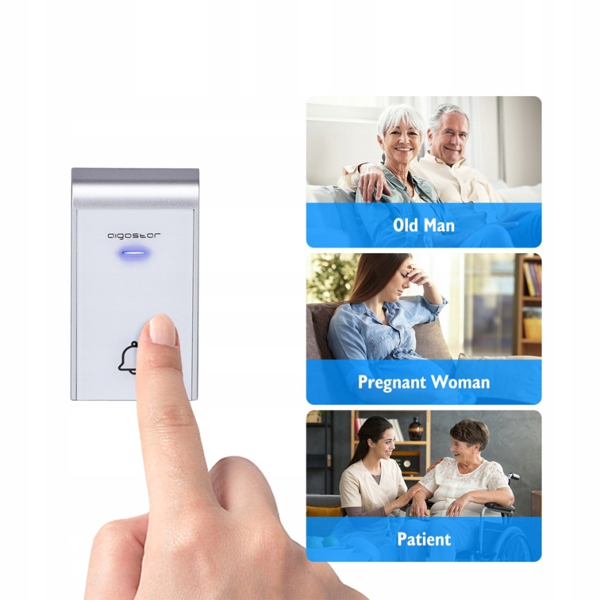 Aigostar - НАБІР 2x Бездротовий дверний дзвінок в розетку 230V IP44 білий