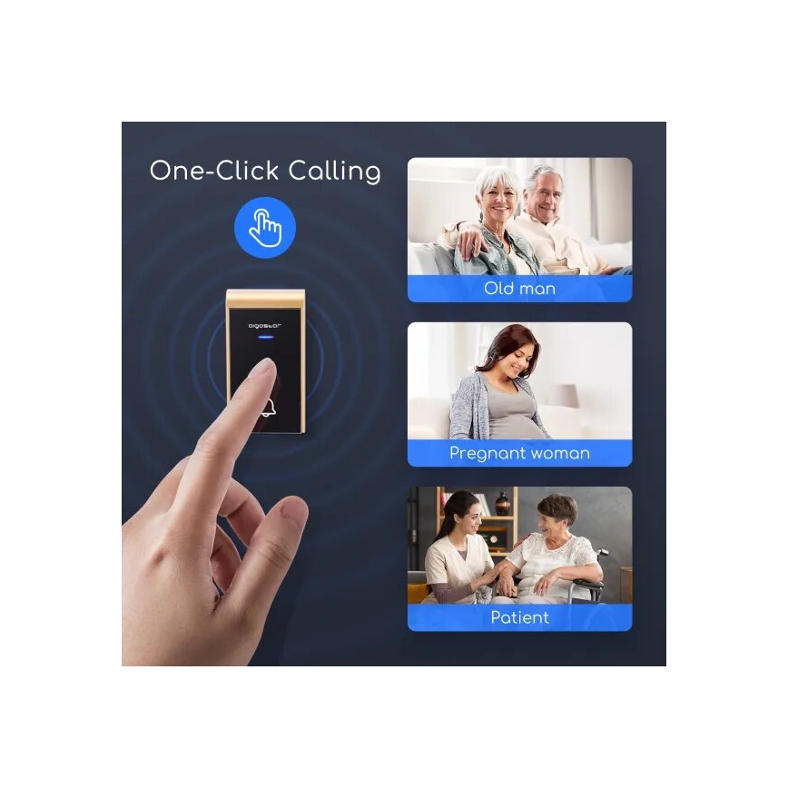 Aigostar - НАБІР 2x Бездротовий дверний дзвінок в розетку 230V/12V IP44 чорний/мідний