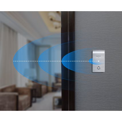 Aigostar - НАБІР 2x Бездротовий дверний дзвінок в розетку 230V IP44 срібний