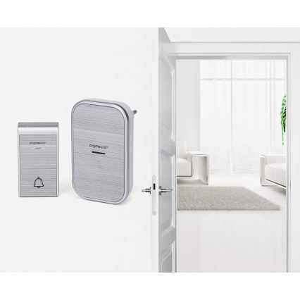 Aigostar - НАБІР 2x Бездротовий дверний дзвінок в розетку 230V IP44 срібний