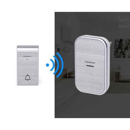 Aigostar - НАБІР 2x Бездротовий дверний дзвінок в розетку 230V IP44 срібний