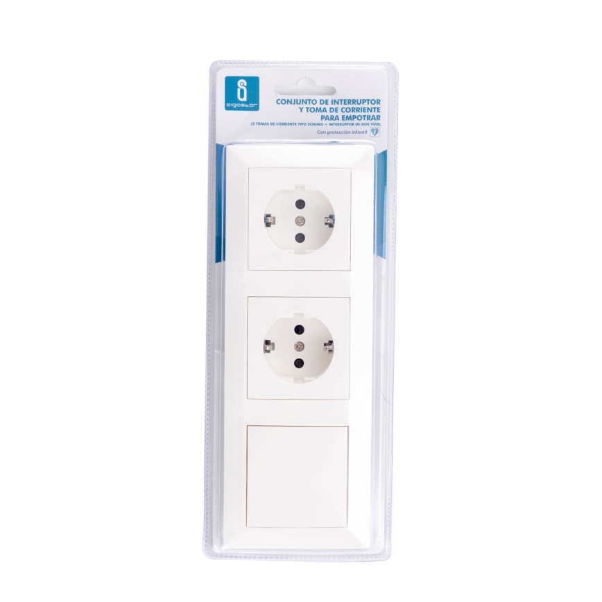 Aigostar - НАБІР 2x Домашня розетка з перемикачем 2x16A/250V
