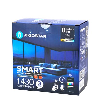 Aigostar - НАБІР 3x Стельовий вбудований LED світильник з регулюванням яскравості MESH LED/15W/230V 2700K-6500K діаметр 17 см