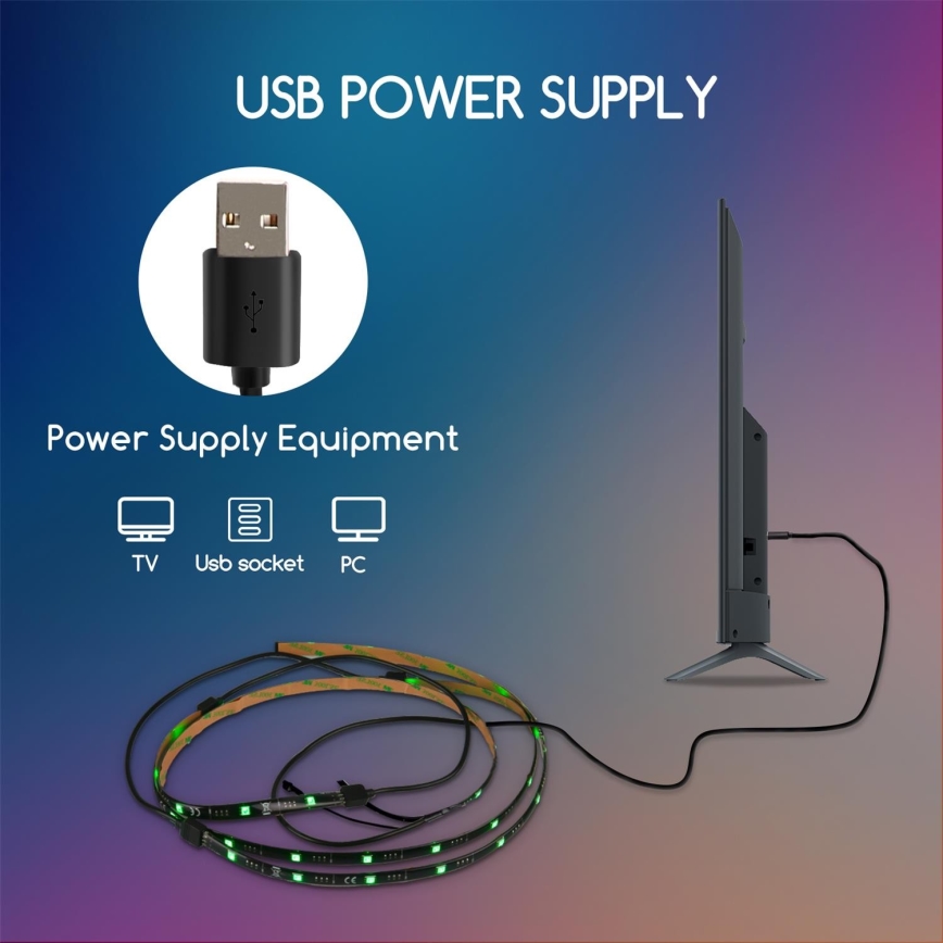 Aigostar - НАБІР 4x LED RGB з регулюванням яскравості стрічка 0,5м LED/2,5W/5V IP65 +ДК