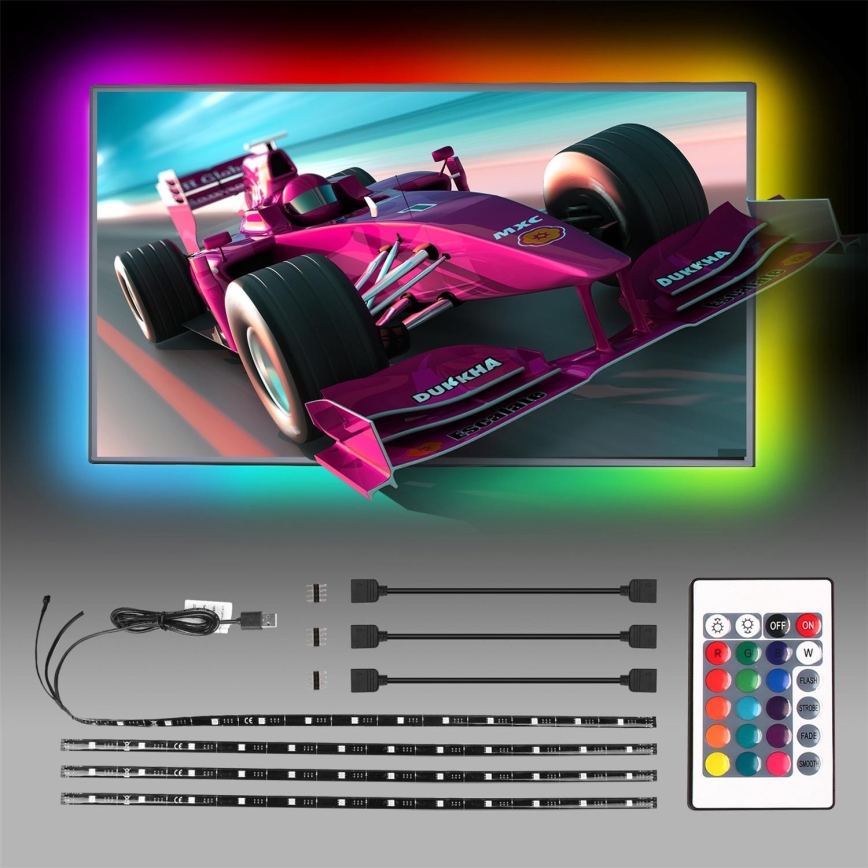 Aigostar - НАБІР 4x LED RGB з регулюванням яскравості стрічка 0,5м LED/2,5W/5V IP65 +ДК