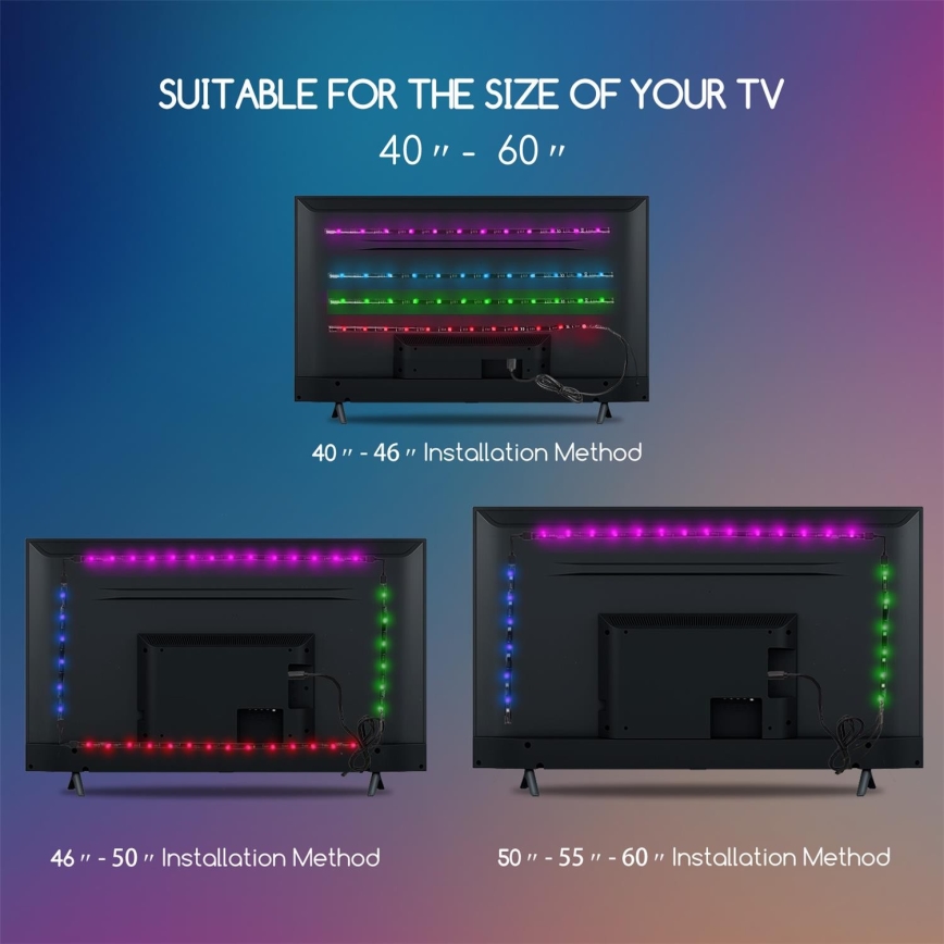 Aigostar - НАБІР 4x LED RGB з регулюванням яскравості стрічка 0,5м LED/2,5W/5V IP65 +ДК