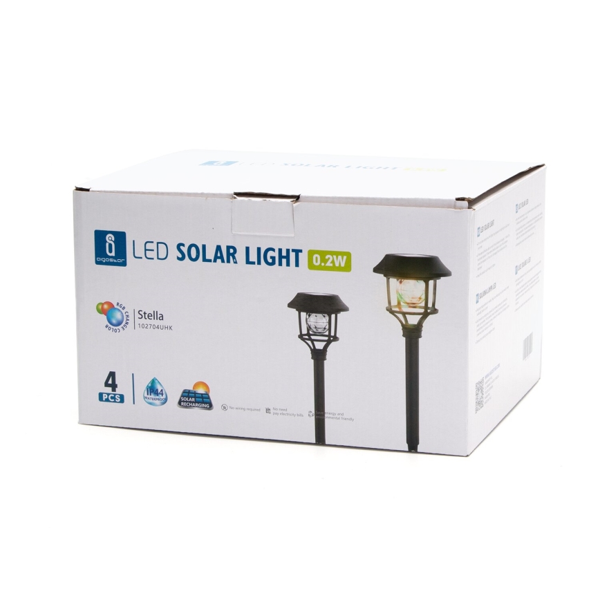 Aigostar - НАБІР 4x Світлодіодна RGB лампа на сонячній батареї LED/0,2W/2V IP44