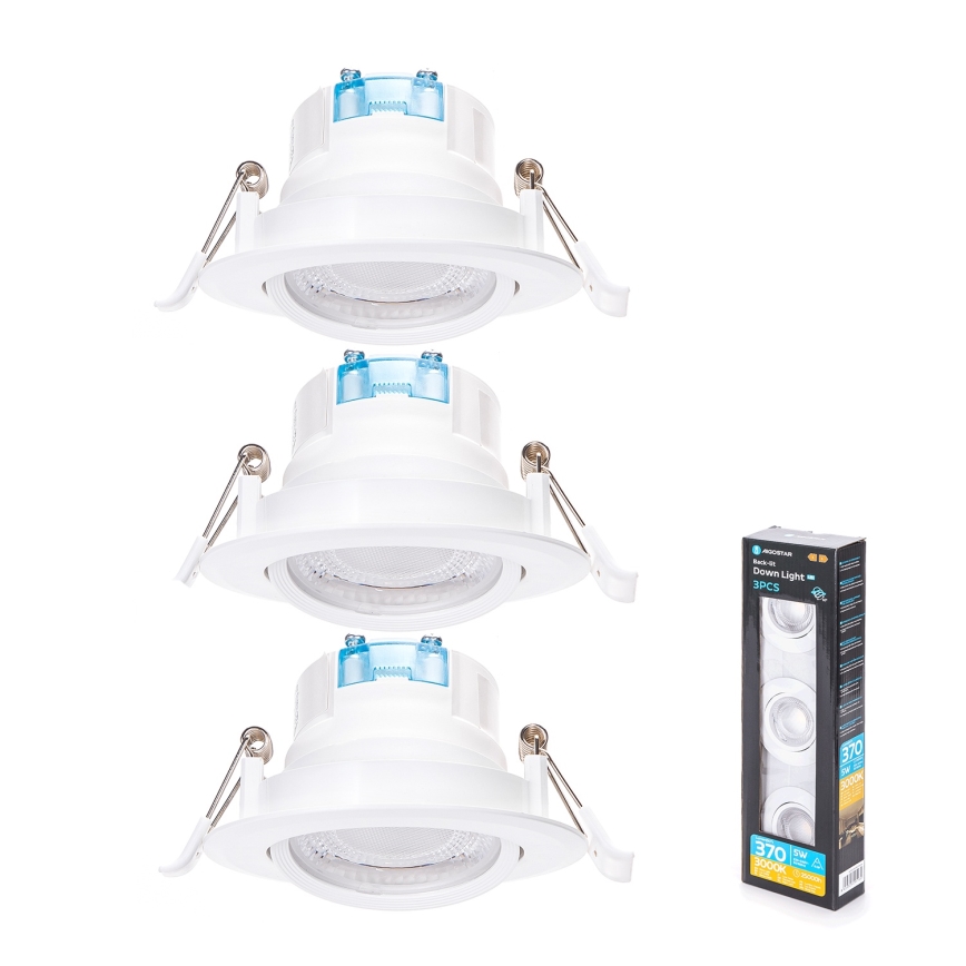 Aigostar - Набір з 3х LED Світильників вбудованого типу LED/5W/230V 3000K діаметр 8,5 см білий