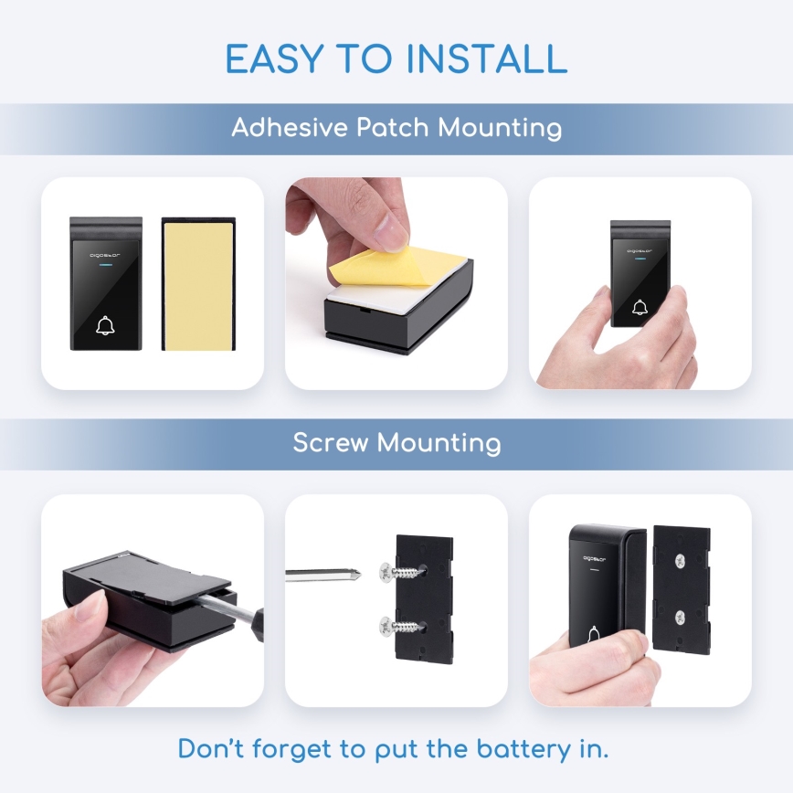 Aigostar - НАБОР 2x Беспроводной дверной звонок 3xAA/12V IP44 белый/черный