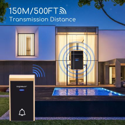 Aigostar - НАБОР 2x Беспроводной дверной звонок 3xAA/12V IP44 черный