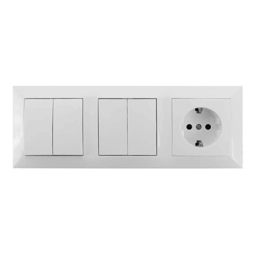 Aigostar - НАБОР 2x Домашний выключатель 2-кнопочный с розеткой 1x16A/250V SCHUKO