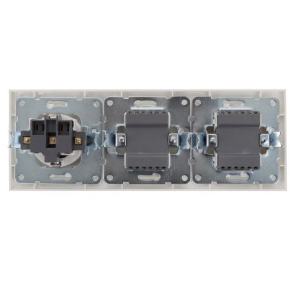 Aigostar - НАБОР 2x Домашний выключатель 2-кнопочный с розеткой 1x16A/250V SCHUKO