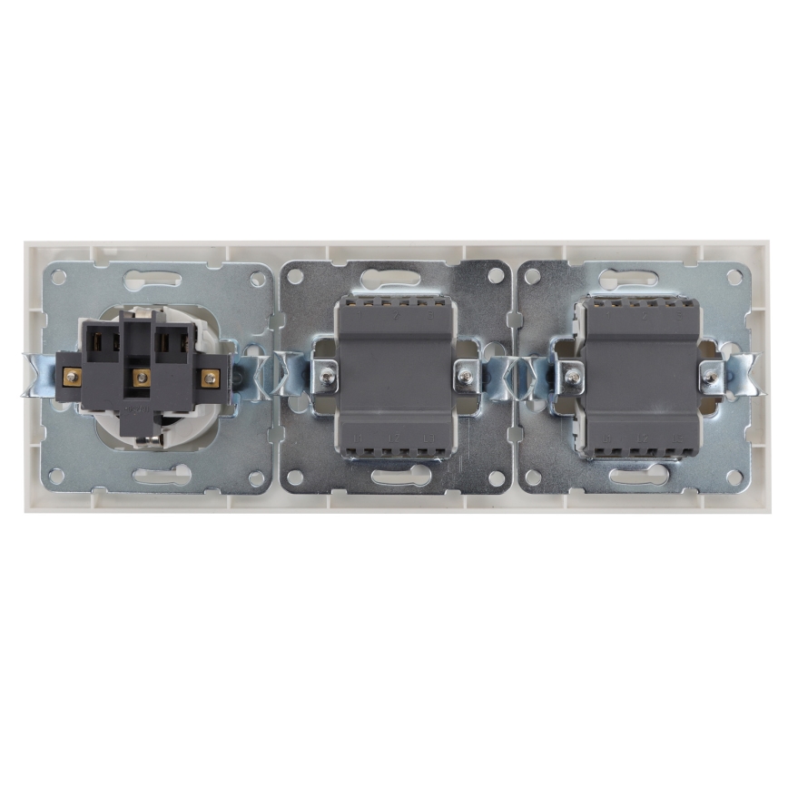 Aigostar - НАБОР 2x Домашний выключатель 2-кнопочный с розеткой 1x16A/250V SCHUKO