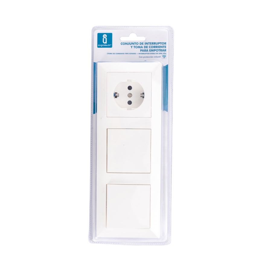 Aigostar - НАБОР 2x Домашний выключатель с розеткой 1x16A/250V SCHUKO