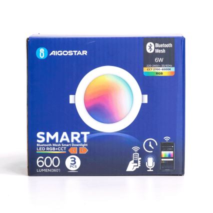 Aigostar - НАБОР 3х Светодиодный встроенный RGB-светильник с регулированием яркости MESH LED/6W/230V 2700K-6500K диаметр 11,5 см