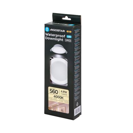 Aigostar - НАБОР 3x Светодиодный встроенный уличный светильник LED/4,8W/230V 4000K IP65 белый