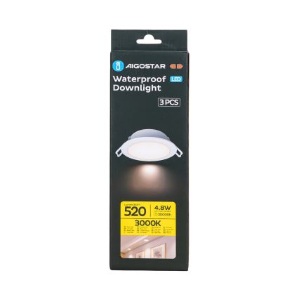 Aigostar - НАБОР 3x Светодиодный встроенный уличный светильник LED/4,8W/230V 3000K IP65 белый