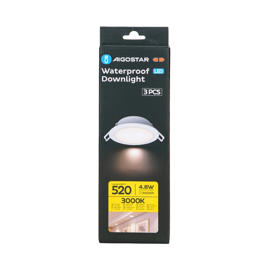 Aigostar - НАБОР 3x Светодиодный встроенный уличный светильник LED/4,8W/230V 3000K IP65 белый