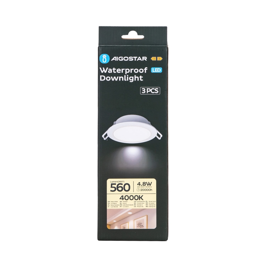 Aigostar - НАБОР 3x Светодиодный встроенный уличный светильник LED/4,8W/230V 4000K IP65 белый