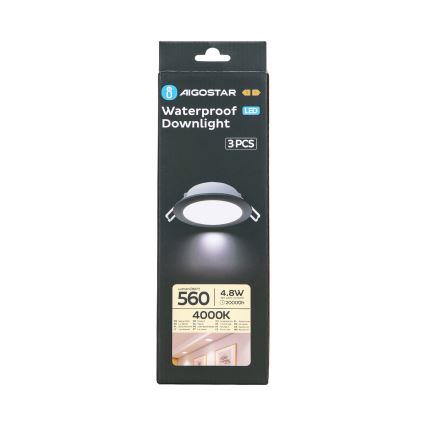 Aigostar - НАБОР 3x Светодиодный встроенный уличный светильник LED/4,8W/230V 4000K IP65 черный