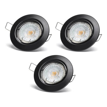 Aigostar - Набор из 3 встраиваемых LED-светильников 1xGU10/4,5W/230V 6500K чёрный