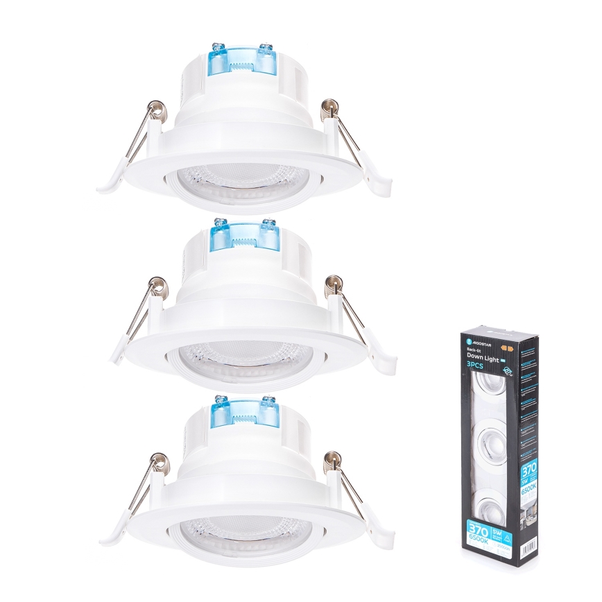 Aigostar - Набор из 3 встраиваемых потолочных LED-светильников LED/5W/230V 6500K, диаметр 8,5 cm, белый