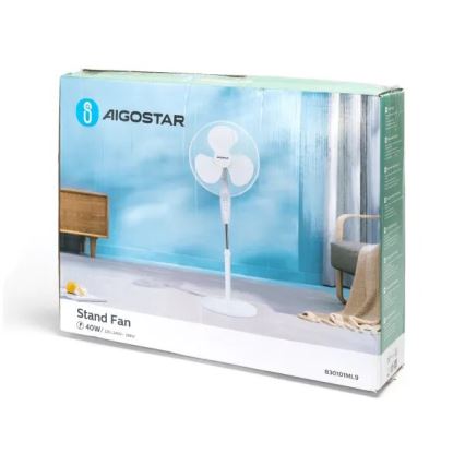 Aigostar - Напольный вентилятор 40W/230V белый