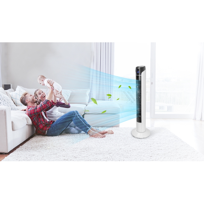Aigostar - Напольный вентилятор 50W/230V черный/белый + дистанционное управление
