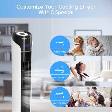 Aigostar - Напольный вентилятор 50W/230V черный/белый + дистанционное управление