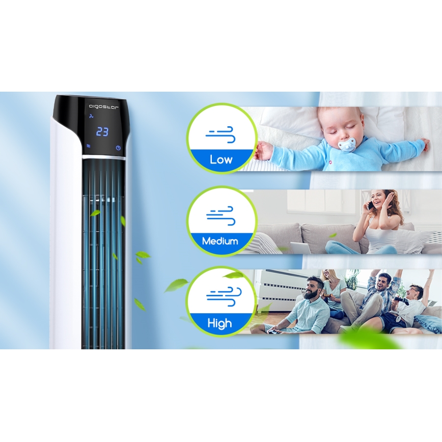Aigostar - Напольный вентилятор 50W/230V черный/белый + дистанционное управление